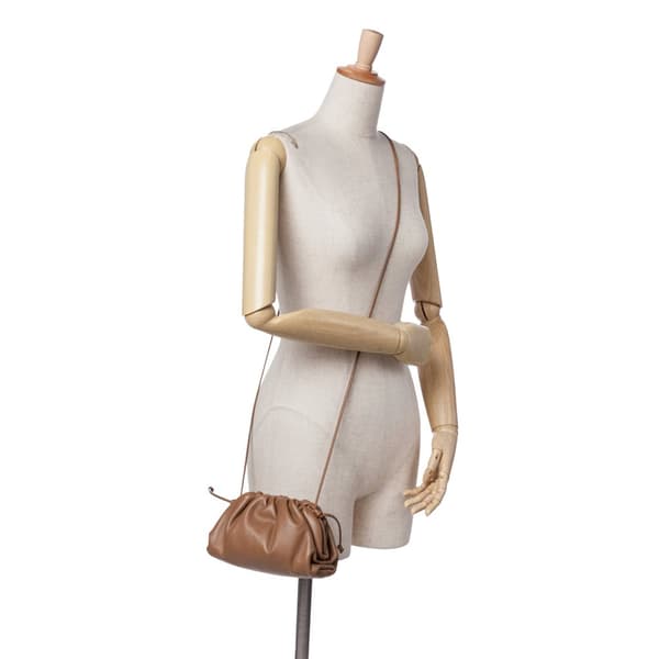 Pre-owned Bottega Veneta Lambskin The Mini Pouch Brown