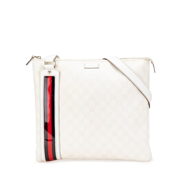 Pre-owned Gucci GG Supreme Web Crossbody White