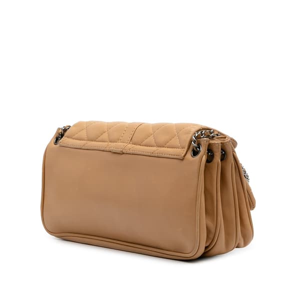 Pre-owned Chanel Quilted Lambskin Mademoiselle Lock Accordion Flap Brown