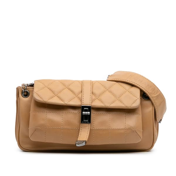 Pre-owned Chanel Quilted Lambskin Mademoiselle Lock Accordion Flap Brown