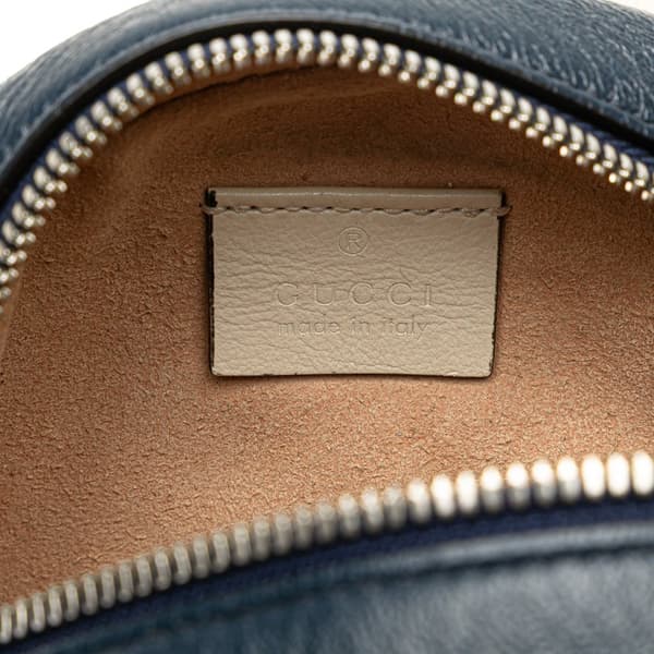 Pre-owned Gucci Mini GG Marmont Matelasse Leather Torchon Round Crossbody Blue