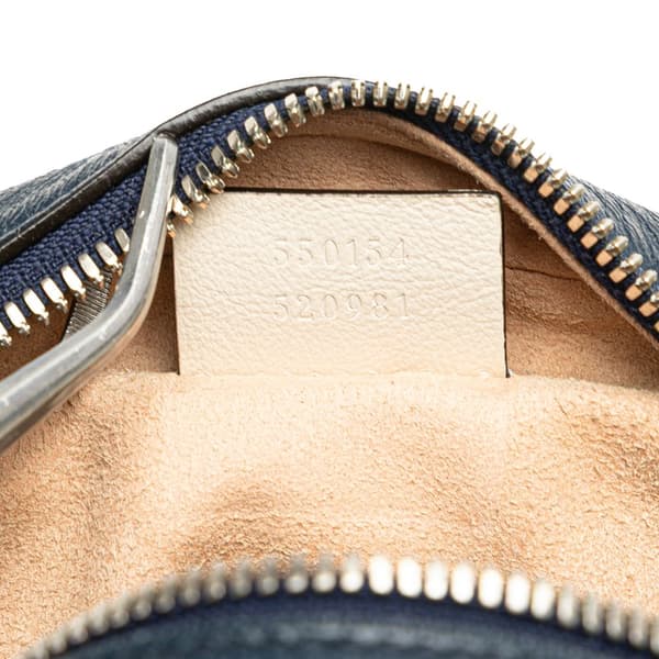 Pre-owned Gucci Mini GG Marmont Matelasse Leather Torchon Round Crossbody Blue