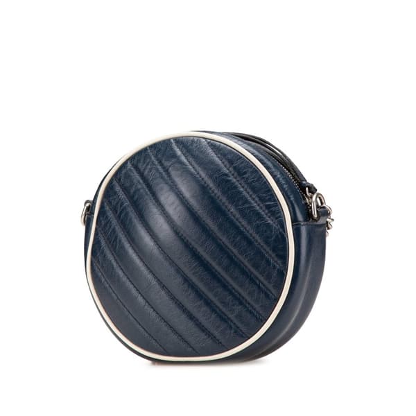 Pre-owned Gucci Mini GG Marmont Matelasse Leather Torchon Round Crossbody Blue
