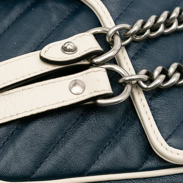 Pre-owned Gucci Small GG Marmont Matelasse Leather Torchon Flap Crossbody Blue