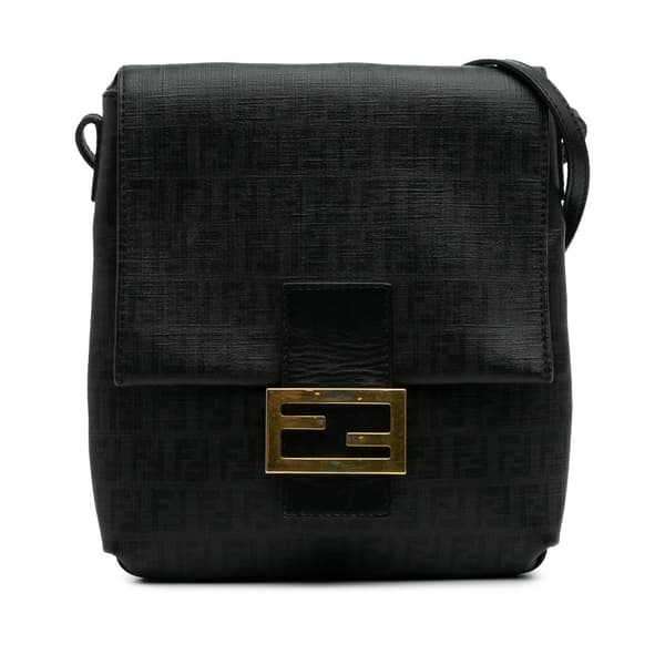 Pre-owned Fendi Zucchino Spalmati Crossbody Black
