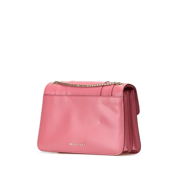 Pre-owned Bvlgari Leather Serpenti Forever Crossbody Pink