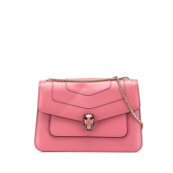 Pre-owned Bvlgari Leather Serpenti Forever Crossbody Pink