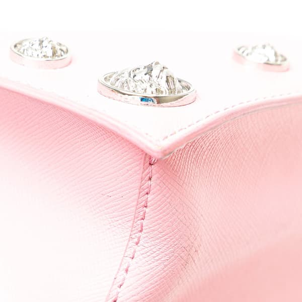 Pre-owned Versace Studded Leather Crossbody Pink
