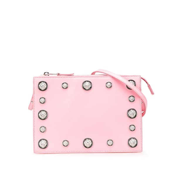 Pre-owned Versace Studded Leather Crossbody Pink