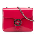 Miniatyrbillede 1 af 10: Pre-owned Gucci Small Polished Calfskin Interlocking G Dollar Crossbody Red