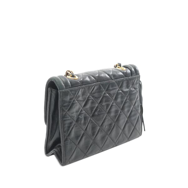 Pre-owned Chanel Mini Quilted Lambskin Tassel Flap Green