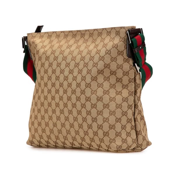 Pre-owned Gucci GG Canvas Web Crossbody Brown