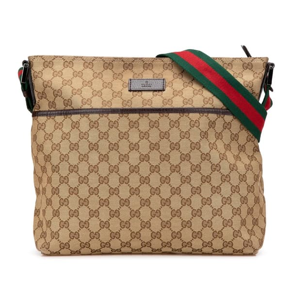 Pre-owned Gucci GG Canvas Web Crossbody Brown