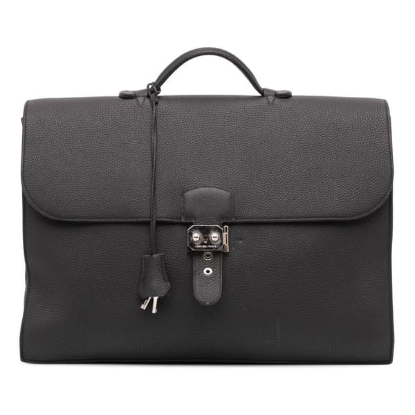 Pre-owned Hermès Togo Sac A Depeches 38 Black
