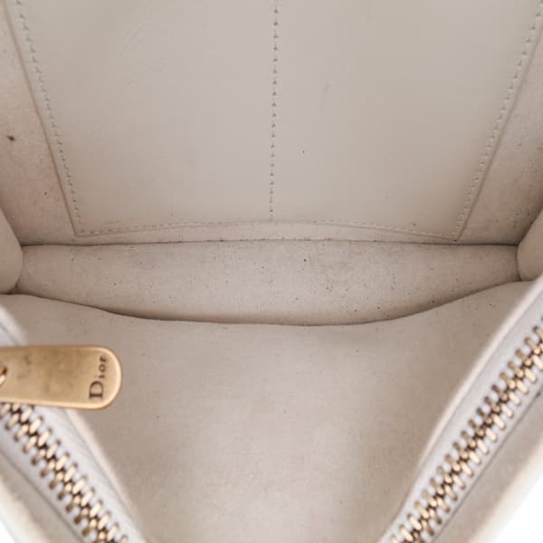 Pre-owned Dior Small Lambskin Studded Diorama Crossbody White