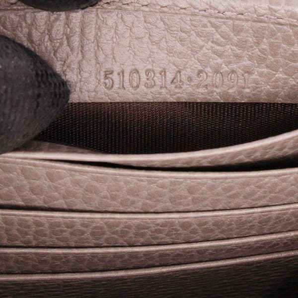 Pre-owned Gucci Leather Interlocking G Dollar Wallet on Chain Gray