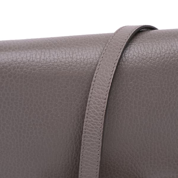 Pre-owned Gucci Leather Interlocking G Dollar Wallet on Chain Gray