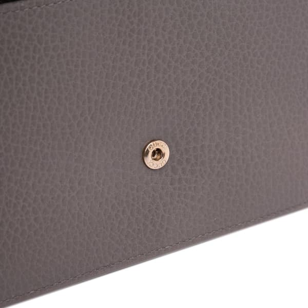 Pre-owned Gucci Leather Interlocking G Dollar Wallet on Chain Gray