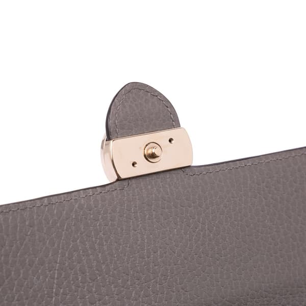 Pre-owned Gucci Leather Interlocking G Dollar Wallet on Chain Gray