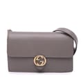 Miniatyrbild 1 av 10: Pre-owned Gucci Leather Interlocking G Dollar Wallet on Chain Gray