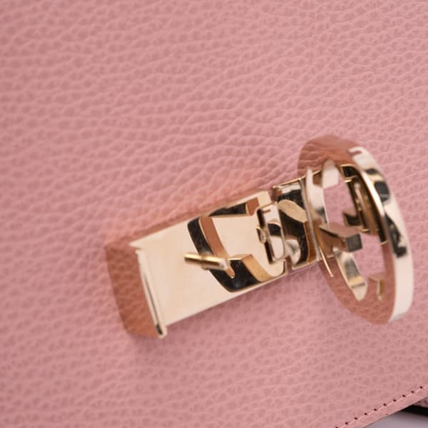 Pre-owned Gucci Small Dollar Calfskin Interlocking G Crossbody Pink