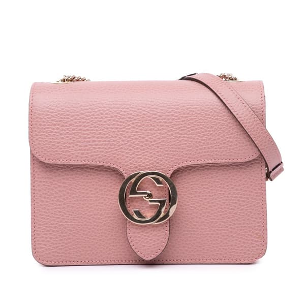 Pre-owned Gucci Small Dollar Calfskin Interlocking G Crossbody Pink