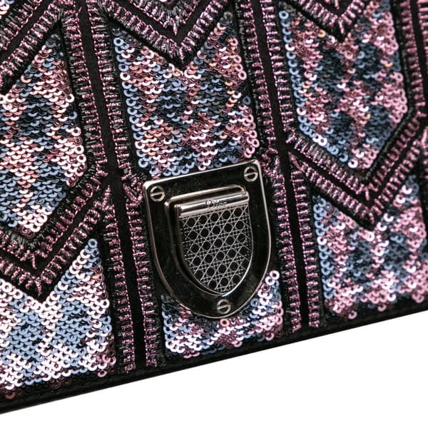 Pre-owned Dior Small Sequin Embroidered Diorama Crossbody Pink