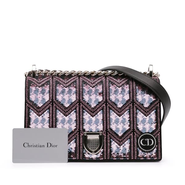 Pre-owned Dior Small Sequin Embroidered Diorama Crossbody Pink