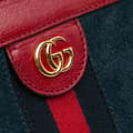 Miniatyrbild 6 av 9: Pre-owned Gucci Small Suede Ophidia Chain Crossbody Blue