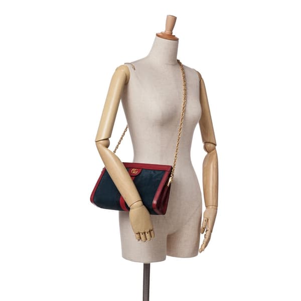 Pre-owned Gucci Small Suede Ophidia Chain Crossbody Blue