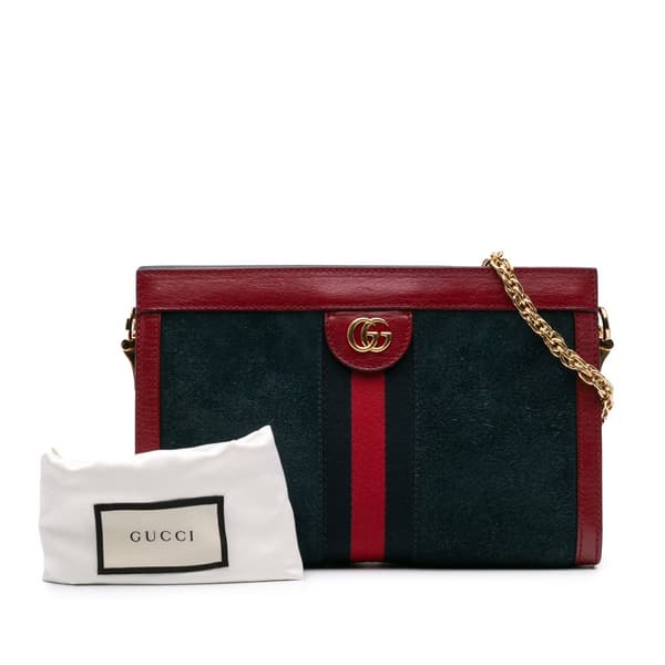 Pre-owned Gucci Small Suede Ophidia Chain Crossbody Blue