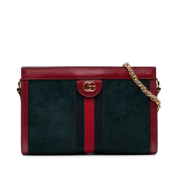 Pre-owned Gucci Small Suede Ophidia Chain Crossbody Blue