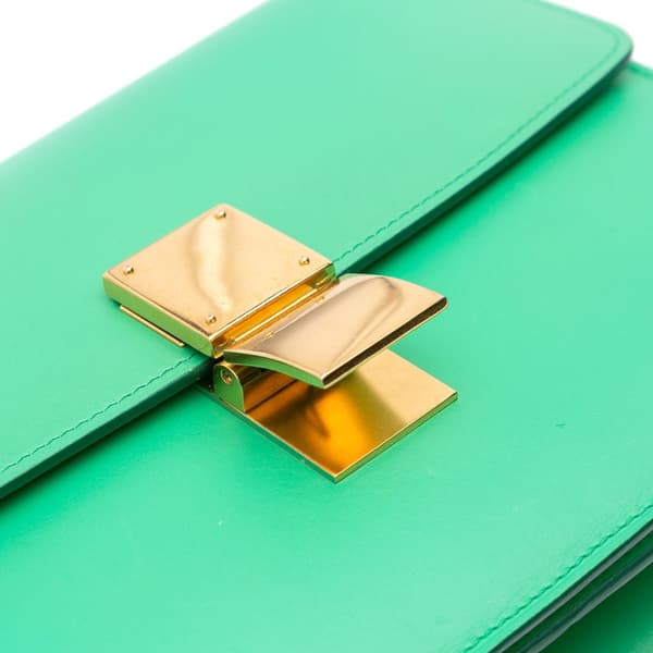Pre-owned Celine Medium Calfskin Classic Box Green