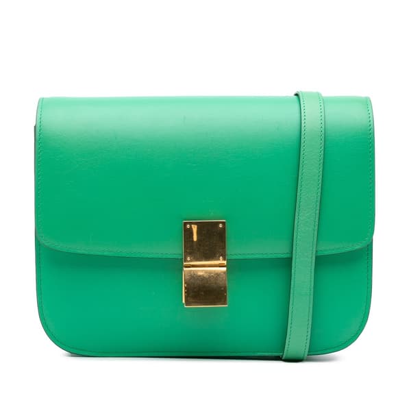 Pre-owned Celine Medium Calfskin Classic Box Green