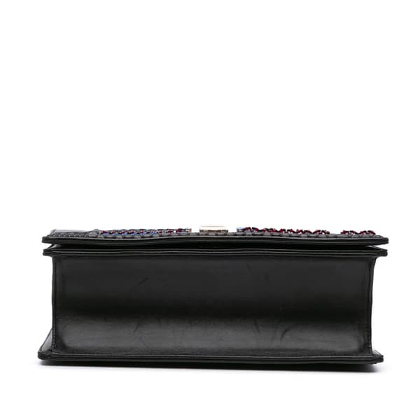 Pre-owned Dior Medium Calfskin Crystal Embroidered Diorama Flap Black