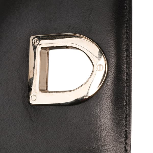 Pre-owned Dior Medium Calfskin Crystal Embroidered Diorama Flap Black