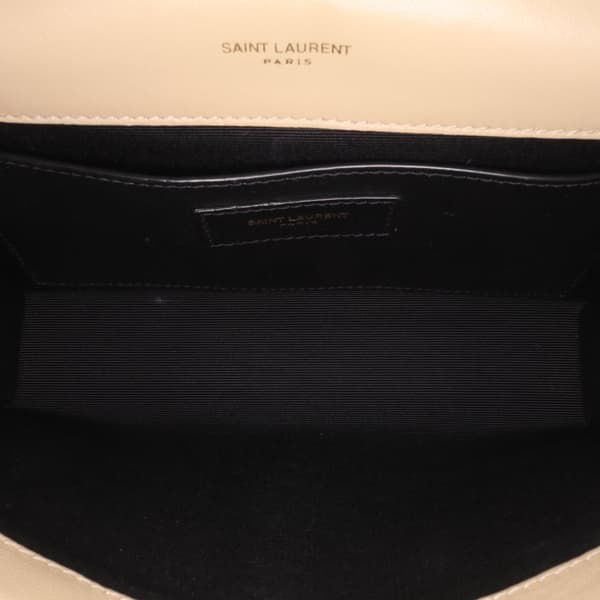 Pre-owned Saint Laurent Small Croc Embossed Nubuck Monogram Kate Crossbody Brown