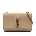 Miniatyrbild 1 av 10: Pre-owned Saint Laurent Small Croc Embossed Nubuck Monogram Kate Crossbody Brown