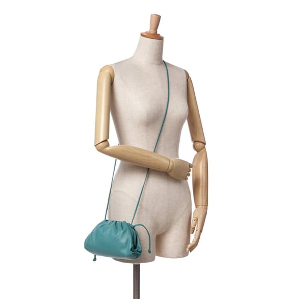 Pre-owned Bottega Veneta Lambskin The Mini Pouch Blue