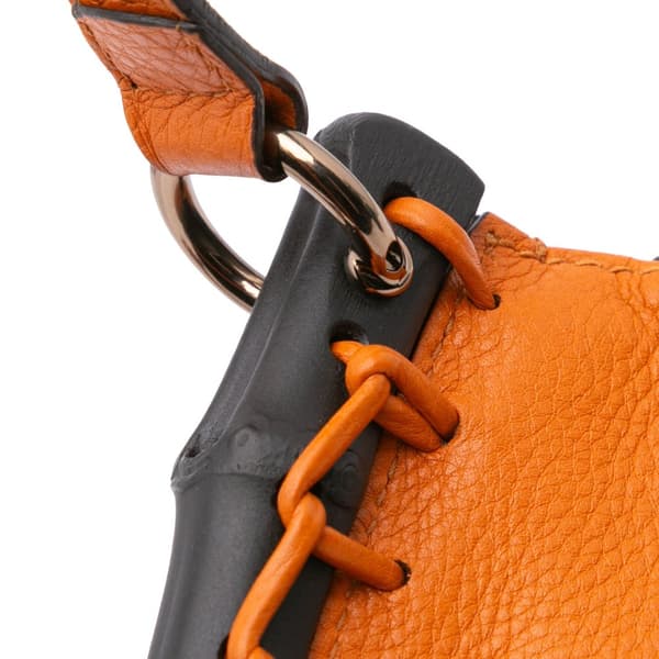 Pre-owned Gucci Small Leather Bamboo Nouveau Fringe Crossbody Orange