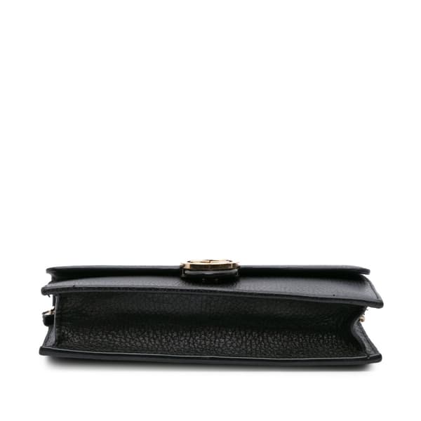 Pre-owned Gucci Leather Interlocking G Dollar Wallet on Chain Black