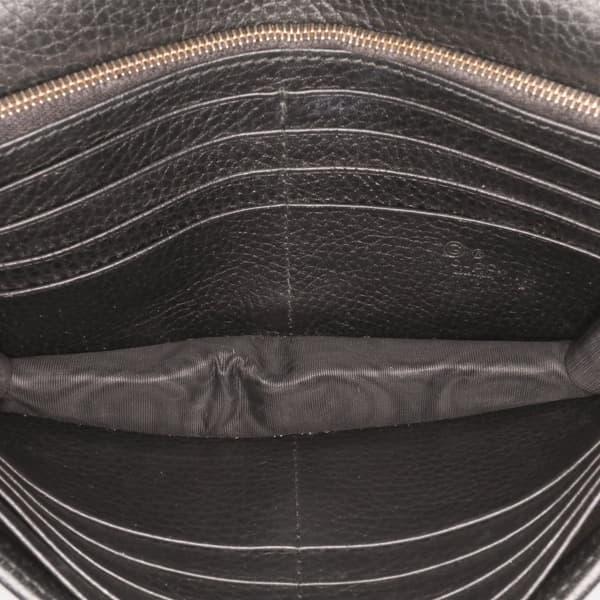 Pre-owned Gucci Leather Interlocking G Dollar Wallet on Chain Black