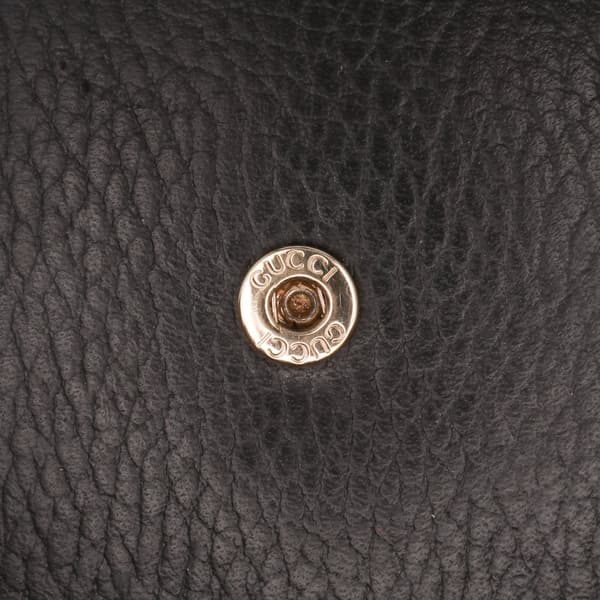 Pre-owned Gucci Leather Interlocking G Dollar Wallet on Chain Black