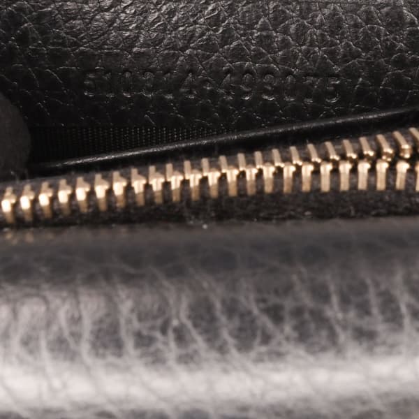 Pre-owned Gucci Leather Interlocking G Dollar Wallet on Chain Black
