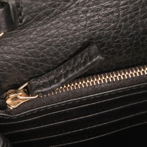 Pre-owned Gucci Leather Interlocking G Dollar Wallet on Chain Black