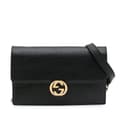 Miniatyrbild 1 av 9: Pre-owned Gucci Leather Interlocking G Dollar Wallet on Chain Black