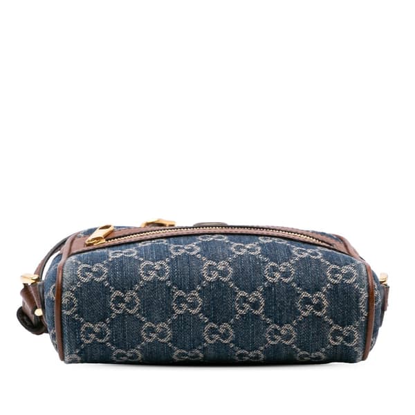 Pre-owned Gucci Mini GG Denim Ophidia Crossbody Blue