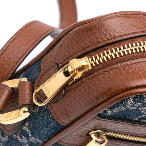 Pre-owned Gucci Mini GG Denim Ophidia Crossbody Blue