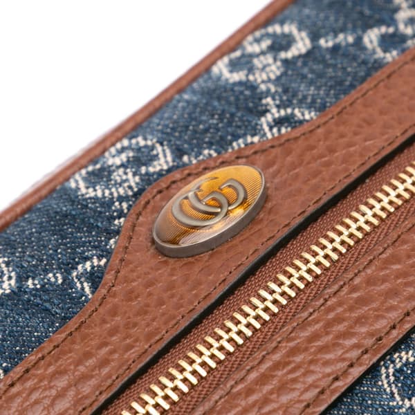 Pre-owned Gucci Mini GG Denim Ophidia Crossbody Blue