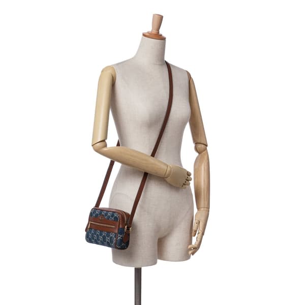 Pre-owned Gucci Mini GG Denim Ophidia Crossbody Blue